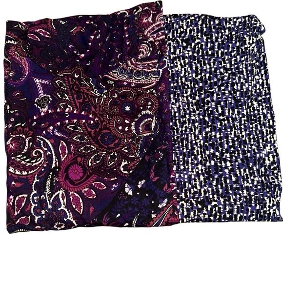 Susan Graver 3X Set of 2 Print Brushed Liquid Knit Turtleneck Tops Purple NWT - Picture 1 of 4